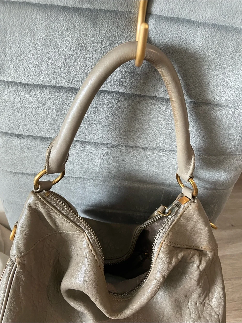 Marc by Marc Jacobs Taupe Pebbled Leather Hobo with Gold Hardware
